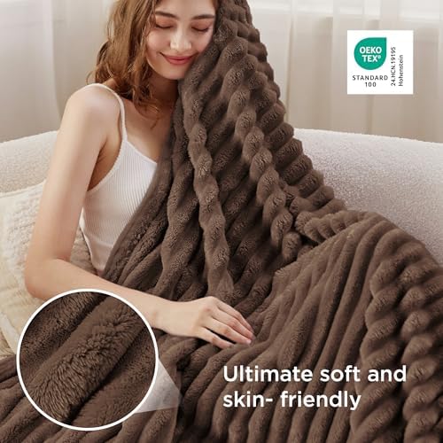 Bedsure Soft Twin Blanket for Bed Decor Gifts Brown 60"x80" - Image 4