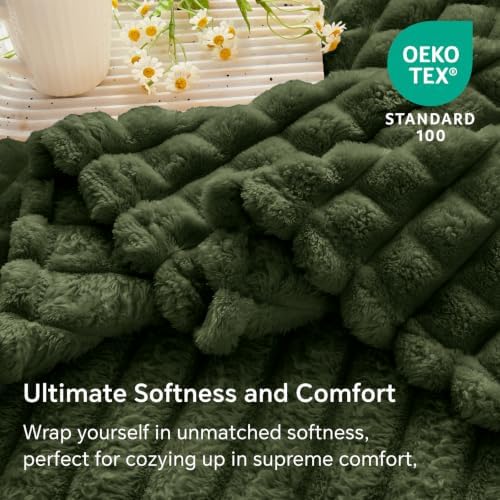 BEDELITE Olive Green Fleece Twin Blanket for Couch Dorm Room Decor, 60"x80" - Image 6