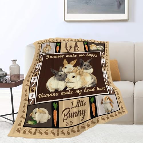 Bunny Throw Blanket Rabbit Bunny Stuff Gifts for Kids Girls Boys Adults Women Men Soft Cozy Warm Plush Fluffy Fuzzy Fleece Blanket 50''X60'' - Image 6
