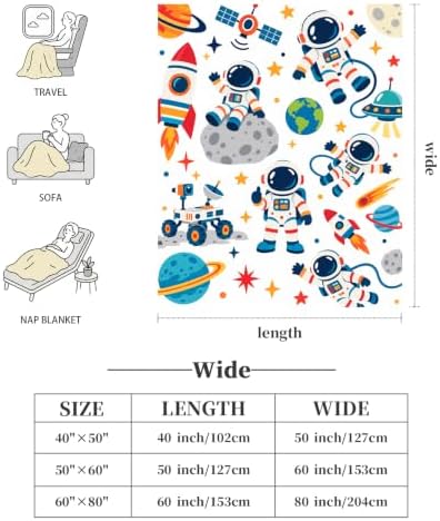Cute Astronaut Throw Blanket Space Rocket Planet Galaxy Gifts 60''x80'' - Image 7