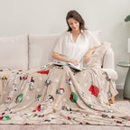 Berkshire Blanket Peanuts® VelvetLoft® Cute Character Snoopy Plush Blanket, Snoopy Best Christmas Icons Opened Up Large Neutral(60in x 70in) - Image 3