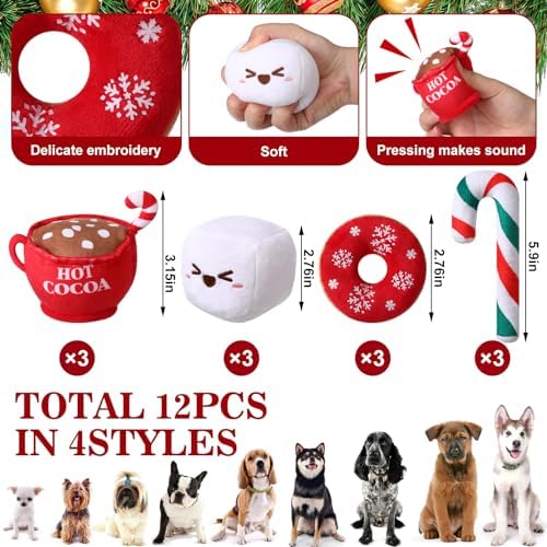 Syhood 12 Pack Puppy Dog Toys Bulk Coffee Theme with Squeaker - Image 3