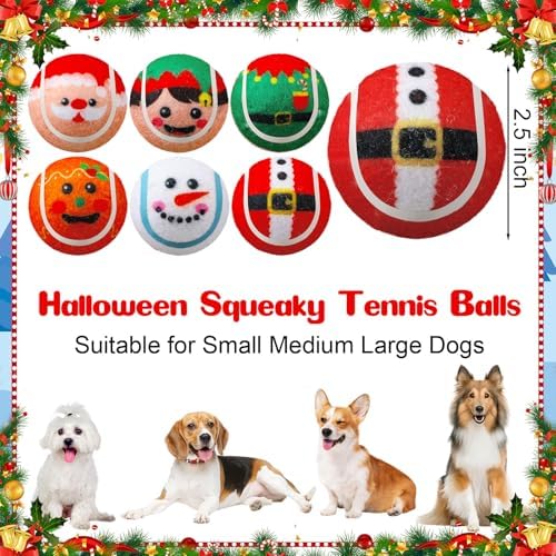 Civaner 36 Pcs Christmas Dog Toys Bulk, 2.5 Inch Squeaky Tennis Balls Santa - Image 2