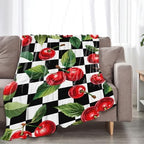 Cherry Blanket for Girls Women Adults Kids Soft Cozy Fleece Fruit Buffalo Plaid Preppy Gifts Throw Blankets Warm Flannel Plush Lightweight Decor for Couch Bed Sofa 60"X50" - Image 5