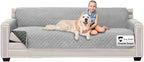 Sofa Shield® Couch Slip Covers for Dogs, Reversible Furniture Protector with Strap, Stain and Tear Resistant Cushion Cover, 88 inch Seat, Machine Washable Slipcover Pets, Cats, Light Gray Charcoal