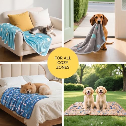 1 Pack 6 Blankets Dog Cat Soft Fluffy Fleece Pet Blanket Warm Cute Print Design Puppy Kitten Blanket Doggy CAT Medium (30" x20") - Image 3