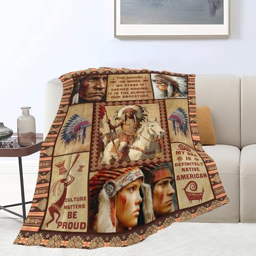 Native American Throw Blanket Indian Southwest Native American Cacique Stuff Gifts for Adults Women Men Soft Cozy Warm Plush Fluffy Fuzzy Fleece Blanket Decor 50''X60'' - Image 6