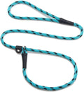 Mendota Pet Slip Leash - Dog Lead and Collar Combo - Made in The USA - Black Ice Turquoise, 3/8 in x 6 ft - for Small/Medium Breeds