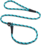 Mendota Pet Slip Leash - Dog Lead and Collar Combo - Made in The USA - Black Ice Turquoise, 3/8 in x 4 ft - for Small/Medium Breeds