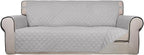 PureFit Reversible Quilted Sofa Cover Dog Couch Covers for Sofa, 66 in | Light Gray/Light Gray, Water Resistant Couch Protector, Washable Pet Couch Cover with Non Slip and Elastic Straps For Kids