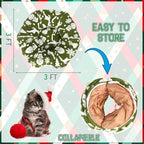 Cat Tunnel Christmas Tree Skirt 3 ft x 3 ft x 10 Inch Cat Bed Donut Cave Indoor Fluffy Circular with Mat and Ball Playground Toys for Festive Kitten Puppy Ferret Rabbit(Green,Elk) - Image 2