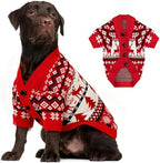 Dog Christmas Sweater Red Plaid Cardigans Dog Christmas Outfit Soft Warm Knitted Pet Clothes Cold Weather Puppy Clothes for Small Medium Large Dogs Cats by BAOBICUTE