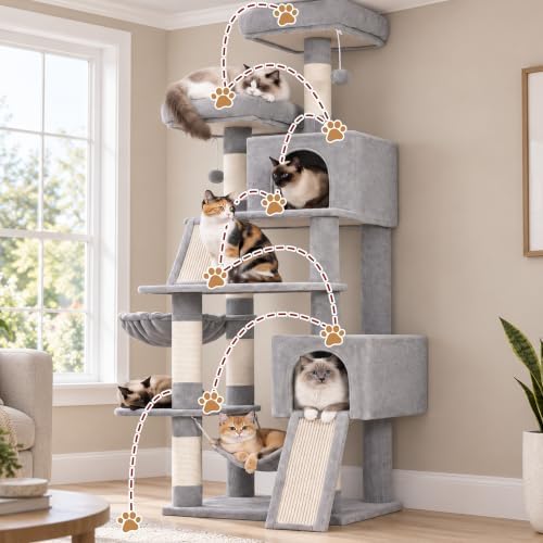 Gitelsnour Cat Tree, 71'' Tower for Large Cat with Scratching Post, GCT032W - Image 6