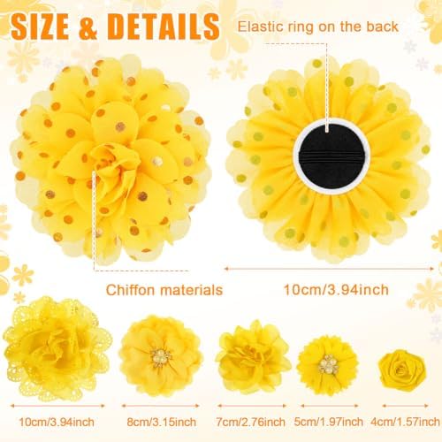 Hoteam 50 Pcs Dog Collar Flowers Bows Accessories, Yellow - Image 2