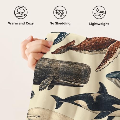 Whale Throw Blanket Vintage Ocean Marine Wildlife Gifts 50''x60'' - Image 7