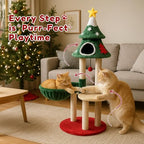 LUCKLIFE 48" Christmas Cat Tree with 2 Condos,Indoor Holiday Pet Tower - Image 4
