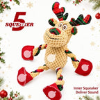 Christmas Squeaky Dog Toys- Interactive Plush Toys with 5 Squeakers- Stuffed Dog Toys for Medium & Large Breeds- Reducing Boredom and Relieving Anxiety (Elk) - Image 2