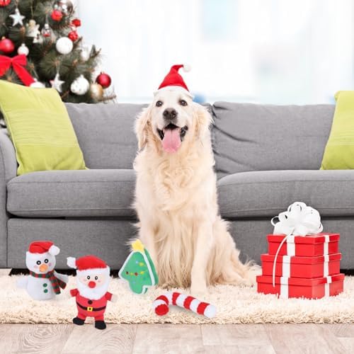 4 Pcs Christmas Dog Toys for Small Dogs Squeaky Small Dog Toys Durable Push Puppy Toys for Chewing Interactive with Crinkle Paper for Small Medium Dogs - Image 7