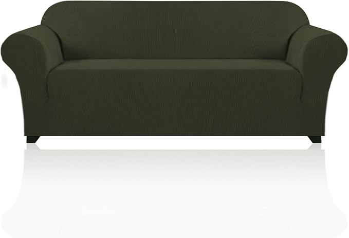 Stretch Sofa Slipcover 1 Piece Sofa Cover for 3 Cushion Couch Furniture Protector/Cover Couch with Elastic Bottom Soft and Durable Sofa Cover Pet Protector (XL Sofa, Olive)