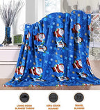 Elegant Comfort Luxury Velvet Super Soft Christmas Prints Fleece Blanket-Holiday Theme Home Décor Fuzzy Warm and Cozy Throws for Winter Bedding, Couch and Gift, 50 x 60 inch, Blue Santa Snowman - Image 3