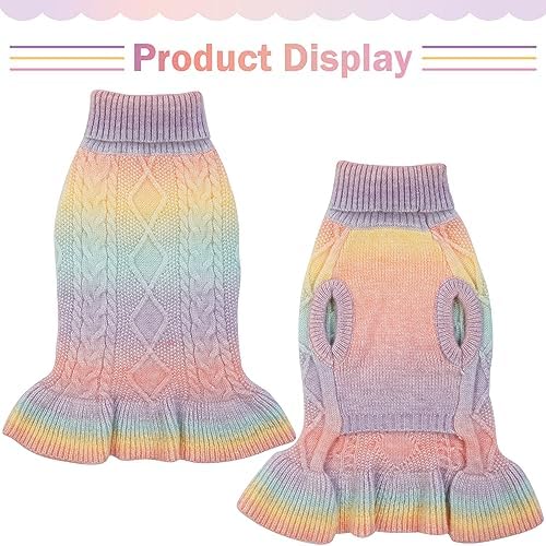 QBLEEV Medium Dog Sweater Dress Pullover for Girls - Warm Winter Fall Dog Sweaters Vest Custom Holiday Doggie Sweaters for Dogs Female XL - Image 4