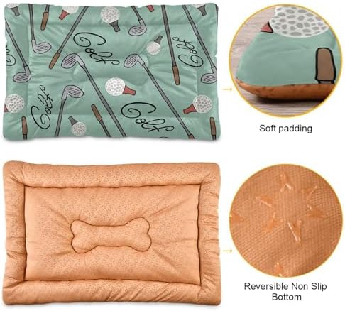 Dog Bed Mat Golf Cartoon Washable Anti Slip Bottom Comfy Kennel Pad Cat Crate Pet Pad 24 x 36 Inches - Image 3
