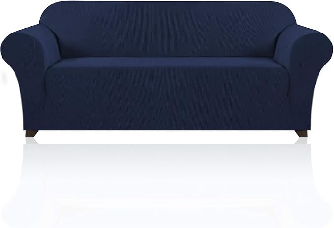 Stretch Sofa Cover Slipcover Couch Covers for 3 Cushion Couch Furniture Protector Sofa Covers with Non Slip Elastic Bottom Dogs Pet Friendly Fitted (Sofa, Navy)