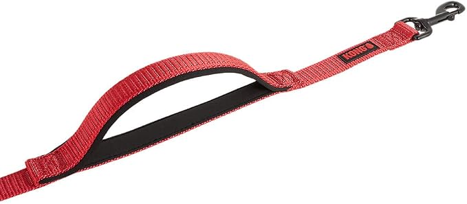KONG Comfort Ultra Durable Traffic Padded Handle Hands Free Quick Control Leash 6' (Red)