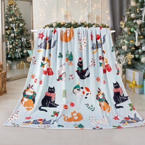 Tupmnbry Christmas Throw Blanket Cute Christmas Cat Blanket 50"x60" by Tupmnbry