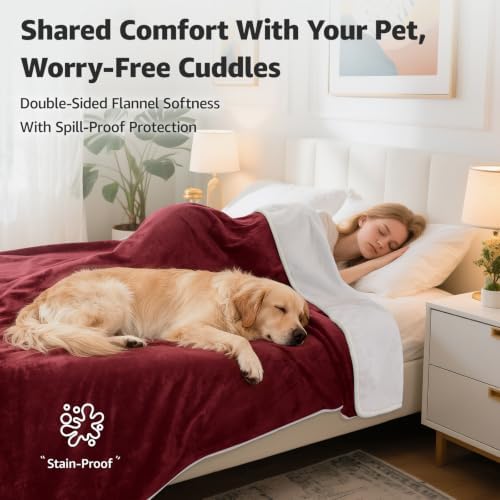 LOOBANI Waterproof Blanket for Bed, Soft Flannel Twin Bed Blanket 60" x 80" - Image 2