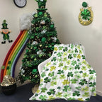 Watercolor Shamrock Lucky Clover Blanket, St. Patrick's Day Irish Green Cozy Throw Blanket, Lightweight Warm Soft Queen Size Fleece Blanket for Sofa Couch Chair, 60 x 80 Inch - Image 2