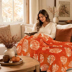 Vessia Pumpkin Printed Throw Blanket for Couch, 300GSM Orange Fall Decor - Image 3