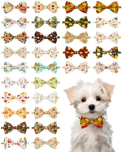 PET SHOW 30 Pack Fall Dog Bowties Bulk for Small Dogs Cats by PETSHOW