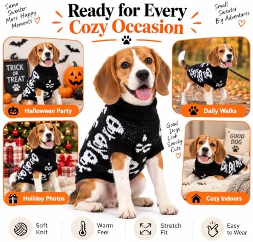 Dog Sweater for Medium Dogs Girl Boy Winter, Dog Clothes, Black, XL - Image 7
