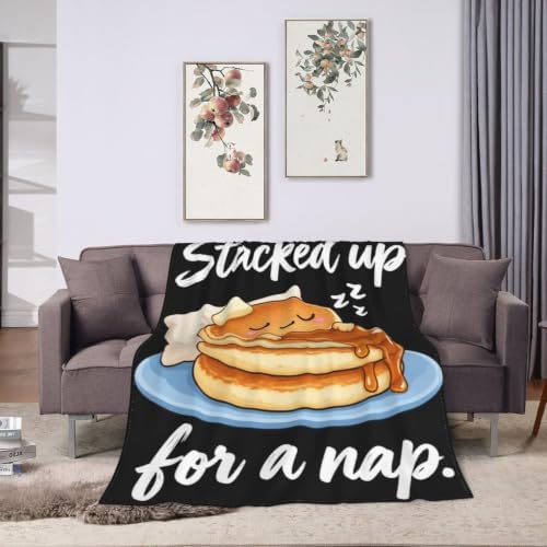 Sleepy Pancakes Blanket Throw Gift for Girls Women 80"X60" - Image 3