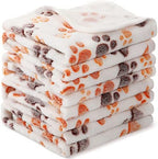 Tatuo 4 Pcs Fleece Dog Blanket for Puppy Cat, Cream, 41 x 30 in, Paw by Tatuo