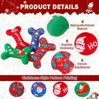 SCENEREAL Christmas Dog Toy Pack 4, Durable Cute Interactive Dog Stuffed Plush Squeaky Toys with Squeaker, Pet Chew Toys for Small Medium Dogs Puppies Bone Shape - Image 4