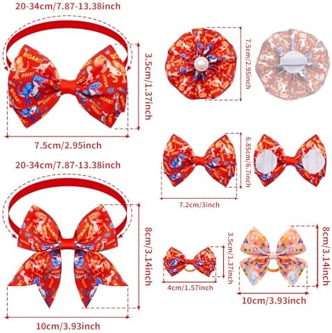 120PCS Dinosaur Dog Bows Pack Include 60PCS Dogs Collar Flowers and Bowties Attachments 20PCS Bowties with Adjustable Collar 40PCS Hair Bows for Girl Female Boy Male Dogs Grooming Accessories - Image 2