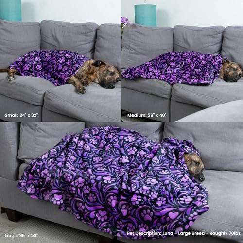 Pet Dog Cat Blanket Ultra Soft Cozy Fleece Paw Print Design Machine Washable Durable for Crates Beds Sofas Travel (Rainbow Paws, Medium) - Image 5