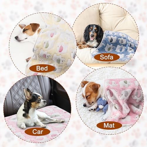 1 Pack 3 Blankets for Dog Puppy Cat (Large 41x31'', Pink, Yellow, Blue) - Image 4