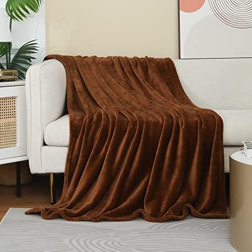 Brown Fleece Plush Throw Blanket 50"x60"for Couch Sofa Fuzzy Cozy Flannel by JIAHANNHA