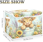 Bolaz Sunflower Heights Cattle Storage Bins with Lids and Handles, Storage Box Basket with Cover Collapsible Organizer Containers for Home Closet, Shelves - Image 3