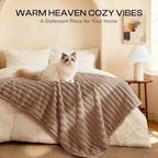 LINENLUX 1 Pack 3 Fleece Dog Blanket Soft Warm Cat Brown/White/Blue Large - Image 4