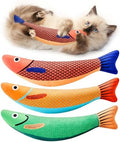 Potaroma Cat Toys Saury Fish, 3 Pack, Catnip Crinkle Sound, Soft and Durable, Interactive Kitten Kicker for Indoor Kitty Exercise 9.4 Inches for All Breeds by Potaroma