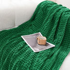 Puncuntex Throw Blanket Classic Green 50"×60" with Square Grid Design - Image 3