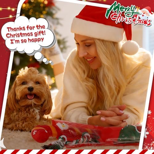 Shappy 2 Sets 8 Pcs Christmas Dog Stocking Toys with Squeaky Dog Toys, Santa Cane, Tennis Ball, Xmas Tree, Rope, Bone, Xmas Stocking Pet Set, Interactive Pet Gifts - Image 4