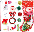 Christmas Stocking Cat Toys - 12Pcs Interactive Set for Cats with Squeaky Toys, Balls, Cat Teasers by Yeghujar