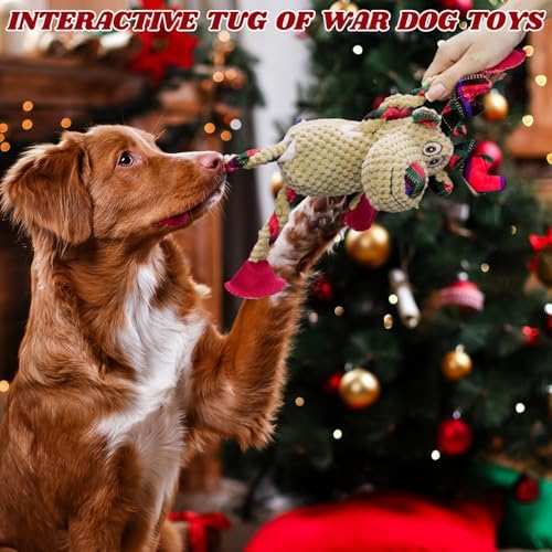 Christmas Squeaky Dog Toys- Interactive Plush Toys with 5 Squeakers- Stuffed Dog Toys for Medium & Large Breeds- Reducing Boredom and Relieving Anxiety (Elk) - Image 5