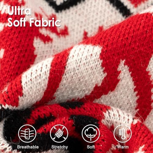 Dog Christmas Sweater Red Plaid Cardigans Dog Christmas Outfit Soft Warm Knitted Pet Clothes Cold Weather Puppy Clothes for Small Medium Large Dogs Cats - Image 4