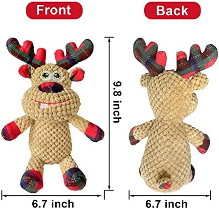 Christmas Squeaky Plush Dog Toys for Small Medium Large Dogs, Durable and Indestructible Dog Christmas Toys, Cute Reindeer Squeaky Dog Toys,Teeth Cleaning and Interactive Puppy Toys - Image 2
